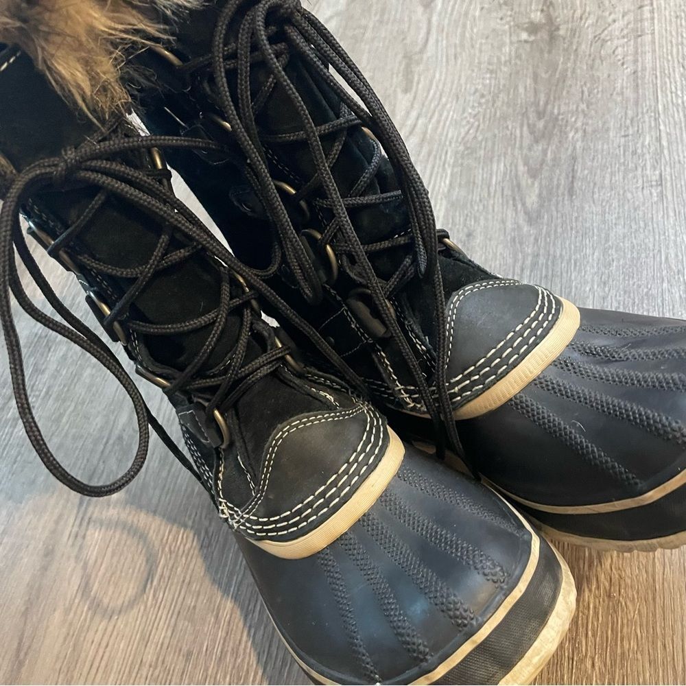 SOREL Joan of Arctic Quarry Black Waterproof Suede Winter Snow Boots - Picture 10 of 11